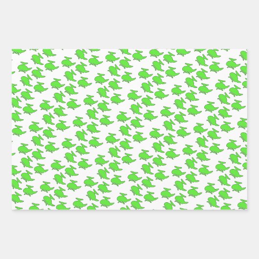 Niedlicher Grünhubschrauber Geschenkpapier Set (Vorderseite 3)