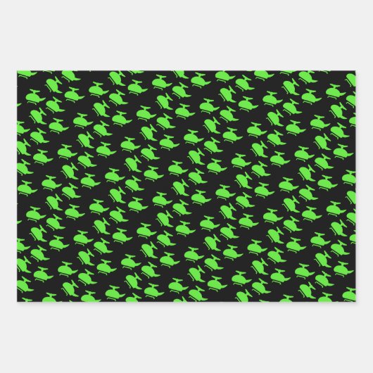 Niedlicher Grünhubschrauber Geschenkpapier Set (Vorderseite 2)