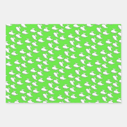 Niedlicher Grünhubschrauber Geschenkpapier Set (Vorderseite)