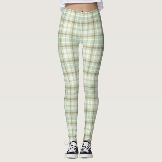 Niedlicher Grünteller Kariert Leggings (Vorderseite)