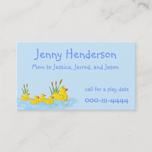 Niedlicher Gummi duckt kundenspezifische Telefonnummerkarte (Vorderseite)