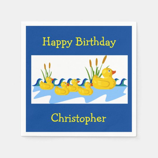 Niedlicher Gummi Ducky Duck Animal Boy Girl Geburt Serviette (Vorderseite)