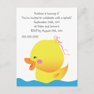 Niedlicher Gummi Ducky Girl zum Geburtstag Einladu Einladung