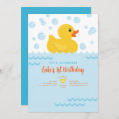 Niedlicher Gummi Ducky Kids 1. Geburtstag Party Einladung (Vorne/Hinten)