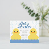 niedlicher Gummidicky TWIN BABY SHOWER Einladung (Stehend Vorderseite)