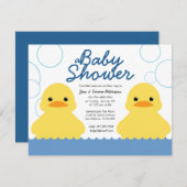 niedlicher Gummidicky TWIN BABY SHOWER Einladung (Vorne/Hinten)