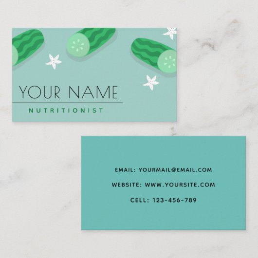 Niedlicher Gurke für die Lebensmittelindustrie Visitenkarte (Vorne/Hinten)