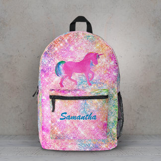 Niedlicher, gürtelheiß rosa Regenbogen Einhorn Gli Bedruckter Rucksack