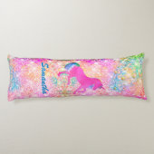 Niedlicher, gürtelheiß rosa Regenbogen Einhorn Gli Seitenschläferkissen (Rückseite)