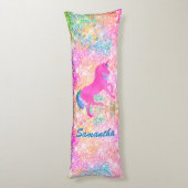 Niedlicher, gürtelheiß rosa Regenbogen Einhorn Gli Seitenschläferkissen (Rückseite (Vertikal))