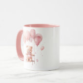 Niedlicher, gürteliger Teddybär mit Ballons Tasse (Vorderseite Links)