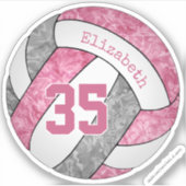 niedlicher gürtelrosa personalisierter Volleyball Aufkleber (Vorderseite)