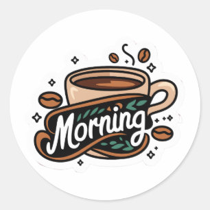 Niedlicher Guten Morgen-Kaffee Runder Aufkleber