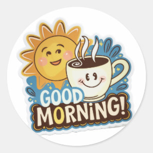 Niedlicher Guten Morgen-Kaffee Runder Aufkleber