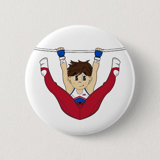 Niedlicher Gymnast auf Bar-Abzeichen Button (Vorderseite)