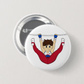 Niedlicher Gymnast auf Bar-Abzeichen Button (Vorne & Hinten)