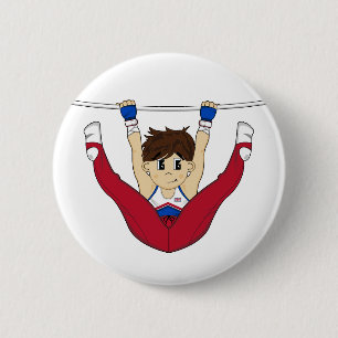 Niedlicher Gymnast auf Bar-Abzeichen Button