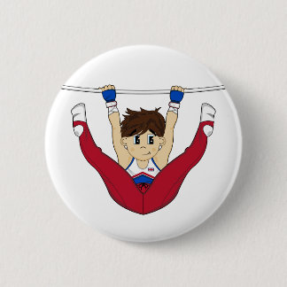 Niedlicher Gymnast auf Bar-Abzeichen Button