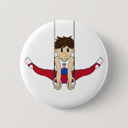 Niedlicher Gymnast auf Ring-Abzeichen Button (Vorderseite)