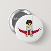 Niedlicher Gymnast auf Ring-Abzeichen Button (Vorne & Hinten)
