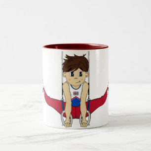 Niedlicher Gymnast auf Ring-Tasse Zweifarbige Tasse