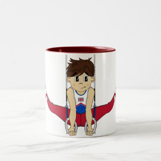 Niedlicher Gymnast auf Ring-Tasse Zweifarbige Tasse