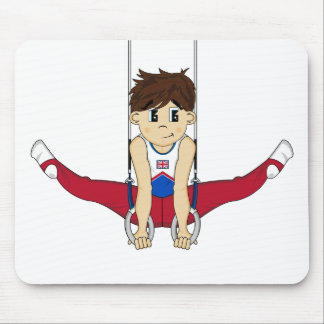Niedlicher Gymnast auf Ringen Mousepad