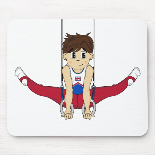 Niedlicher Gymnast auf Ringen Mousepad (Vorne)