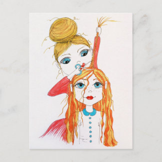 Niedlicher Haarschnitt Whimsical Art Illustration  Postkarte