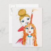 Niedlicher Haarschnitt Whimsical Art Illustration Postkarte (Vorne/Hinten)
