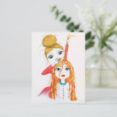 Niedlicher Haarschnitt Whimsical Art Illustration Postkarte (Stehend Vorderseite)