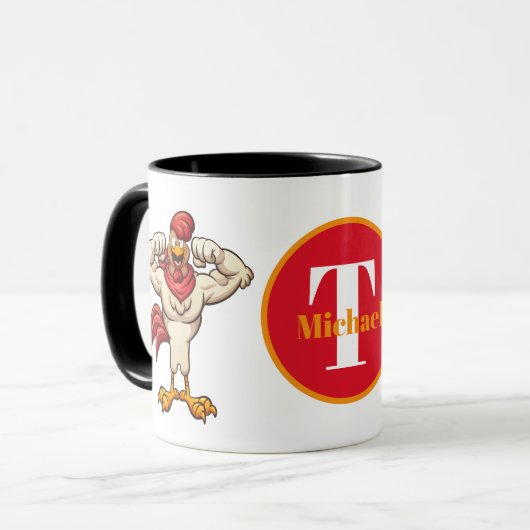 Niedlicher Hahn Ländermonogramm Tasse (Vorderseite Links)