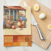 Niedlicher Hähnchencoop Begrüßungstext Geschirrtuch (Viertel Falte)