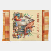 Niedlicher Hähnchencoop Begrüßungstext Geschirrtuch (Horizontal)