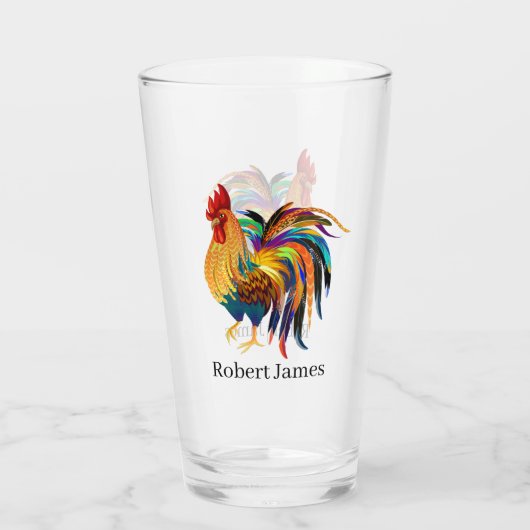 Niedlicher Hahnenliebhaber Glass Glas (Rückseite)