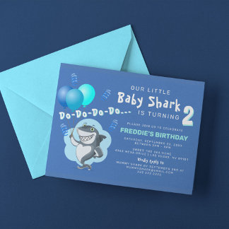 Niedlicher Hai | Blue Balloons Birthday Einladung