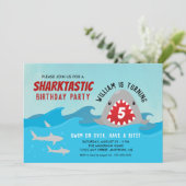Niedlicher Hai | Boys Birthday Party Einladung (Stehend Vorderseite)