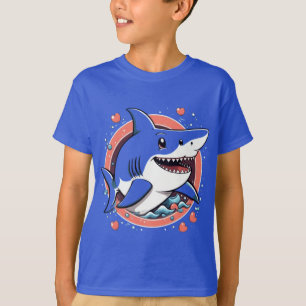 Niedlicher Hai, der im T - Shirt des Ozeans spring