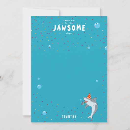 Niedlicher Hai im Kindergeburtstag des Ozeans Part Dankeskarte (Vorderseite)