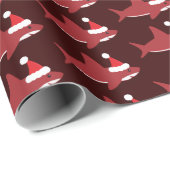 Niedlicher Hai in der Weihnachtsmannmütze Roter Fe Geschenkpapier (Rolleneckpunkt)