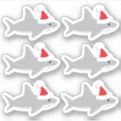 Niedlicher Hai in der Weihnachtsmannmütze Weihnach Aufkleber (Vorderseite)