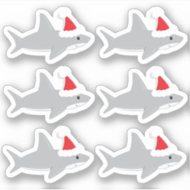 Niedlicher Hai in der Weihnachtsmannmütze Weihnach Aufkleber