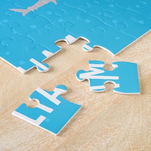 Niedlicher Hai in Wasser Name Puzzle (Seite)