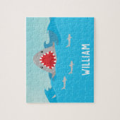 Niedlicher Hai in Wasser Name Puzzle (Vertikal)