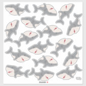 Niedlicher Hai-Köder-Cartoon-Haie-Zeichen Vinyl Aufkleber (Blatt)