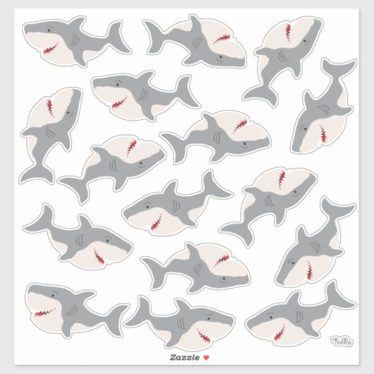 Niedlicher Hai-Köder-Cartoon-Haie-Zeichen Vinyl Aufkleber (Blatt)
