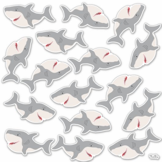 Niedlicher Hai-Köder-Cartoon-Haie-Zeichen Vinyl Aufkleber (Vorderseite)