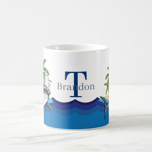 Niedlicher Hai Monogramm Coffee Tasse hinzufügen (Mittel)