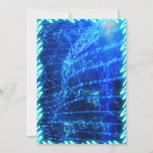 Niedlicher Hai Neon Glow Blue Pool Party Boys Gebu Einladung (Rückseite)