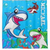 Niedlicher Hai-See-Lebensraum Blauer, individuell  Duschvorhang (Vorderseite)